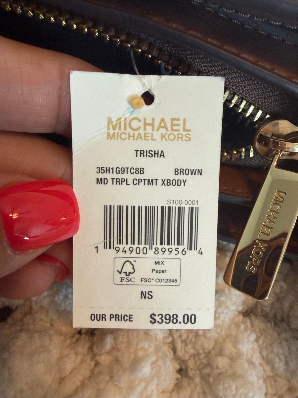 Michael Kors Dark Brown Signature Slim Crossbody with Gold Logo - Picture 7 of 7